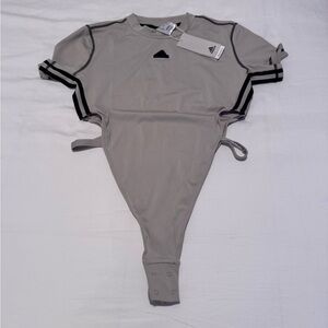 Adidas Gray Bodysuit with Black Accents